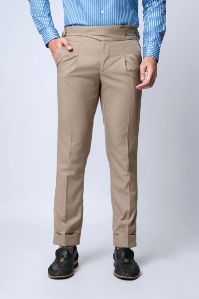Khaki Gurkha Buckle Formal Pants