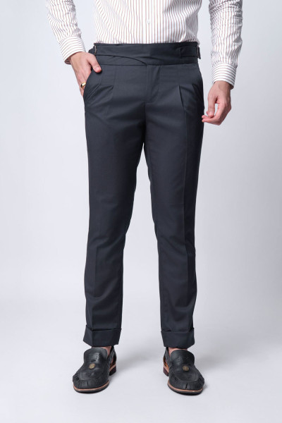 Dark Grey Gurkha Buckle Formal Pants