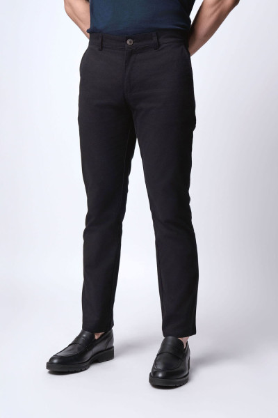 Black Straight Fit Chinos Cotton Twill
