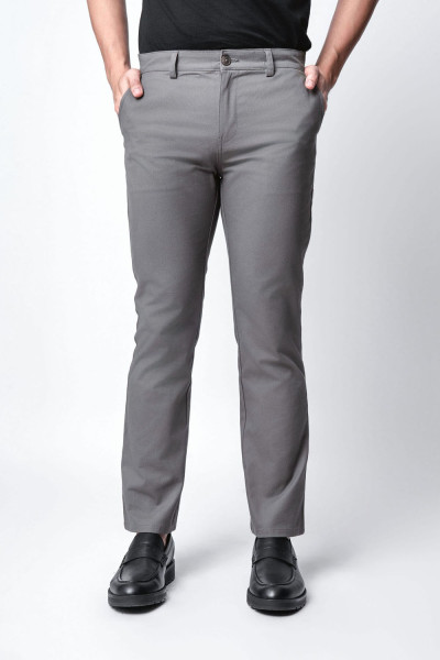 Dark Grey Straight Fit Chinos Cotton Twill