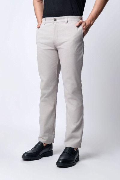 Light Grey Straight Fit Chinos Cotton Twill
