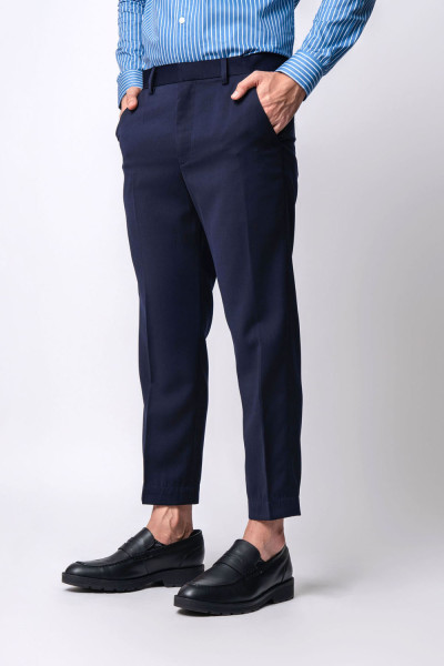 Navy Straight Fit Formal Ankle Pants