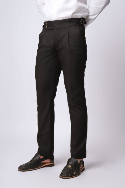 Black Gurkha Double Button Formal Pants