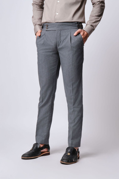 Grey Gurkha Double Button Formal Pants
