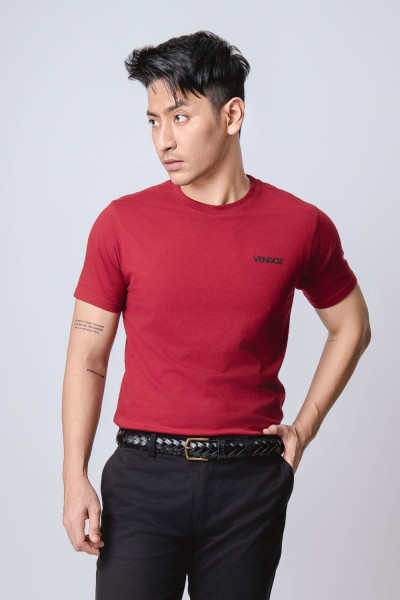 Dark Red Minimal Logo T-Shirt