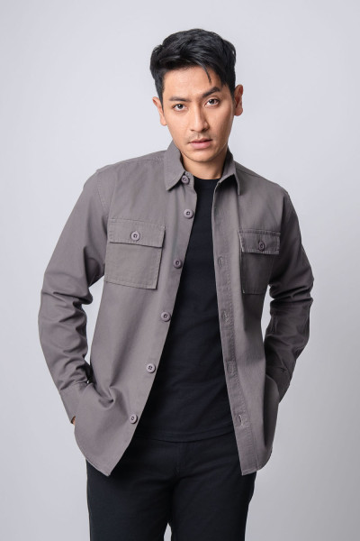 Smoke Grey Jacket Shacket Shirt