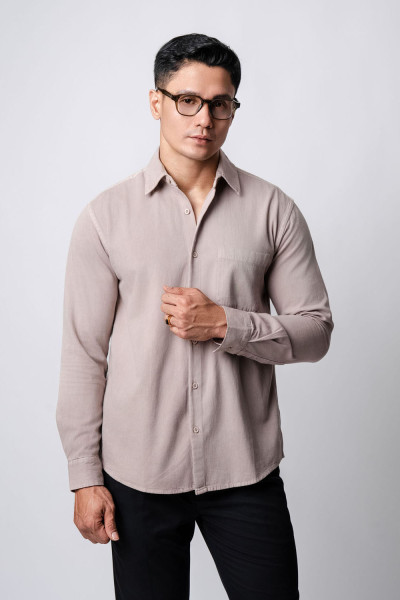 Khaki Washed Denim l/s Shirt