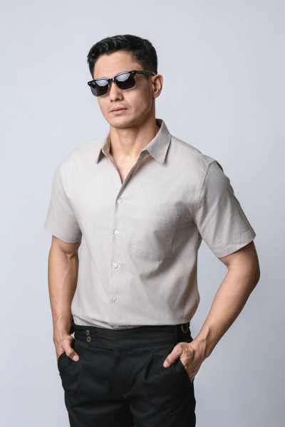 Grey Rami Linen s/s Shirt
