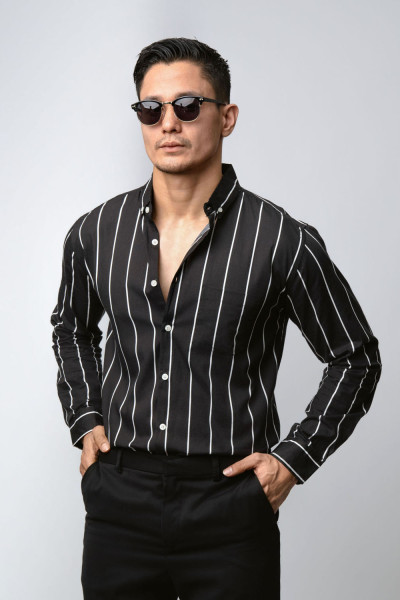 Vicente Stripe Black LS