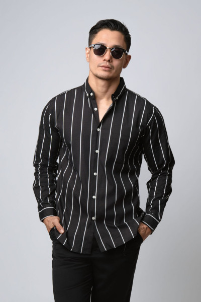 Vicente Stripe Black LS