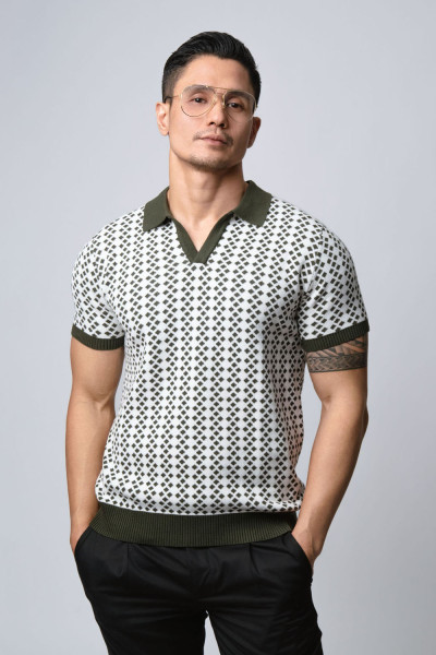 Diamond Emerald Green Luxury Knitted s/s Polo Shirt