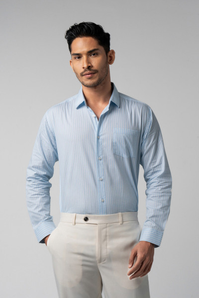 Hugo stripe Aqua Blue l/s shirt