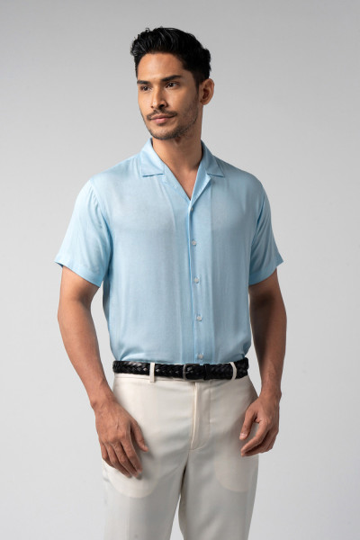 Cuban Viscose Soft Blue s/s Shirt