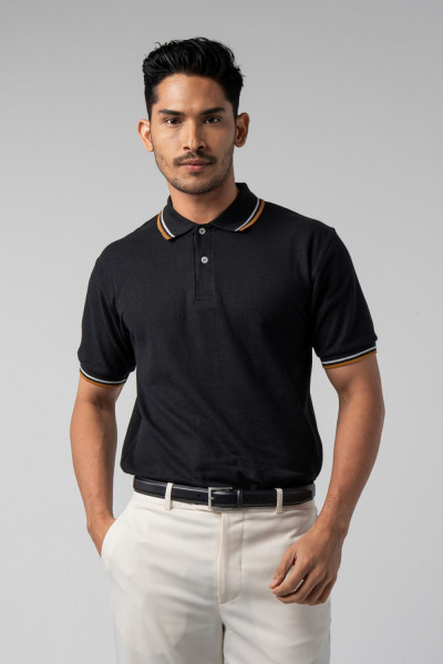 Black Twin Tipped s/s Polo Shirt