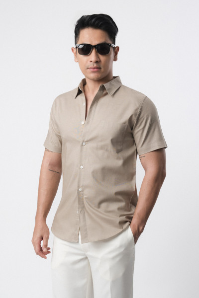 Beige Rami Linen s/s Shirt