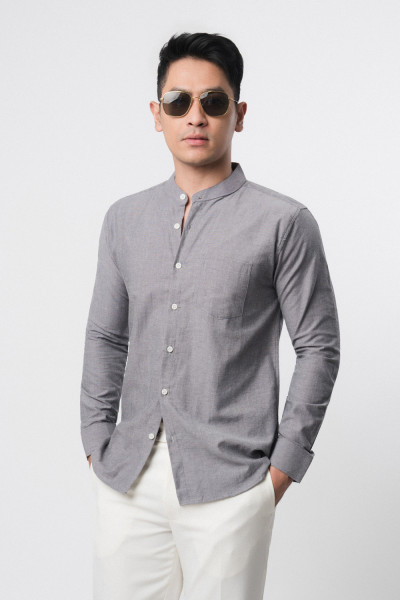 Smoke Black Oxford Shanghai l/s Shirt