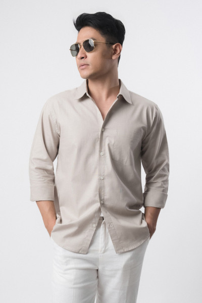 Grey Rami Linen l/s Shirt