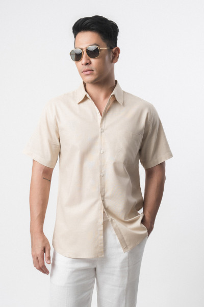 Light Khaki Rami Linen s/s Shirt
