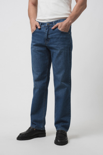 Mid Indigo Straight Fit Jeans Premium