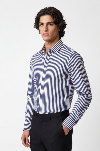 Oliver Stripe Navy L/S Shirt